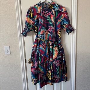 Farm Rio Tropical Print Smocked Midi Dress Size L